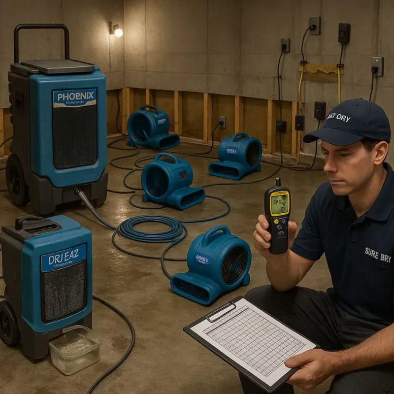 Structural Drying and Dehumidification process in Carlisle, IA